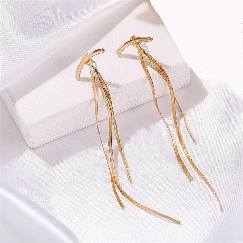 

2020 New Vintage Gold Long Thread Tassel Drop Earrings for Women Glossy Geometric Korean Dangle Earrings Jewelry