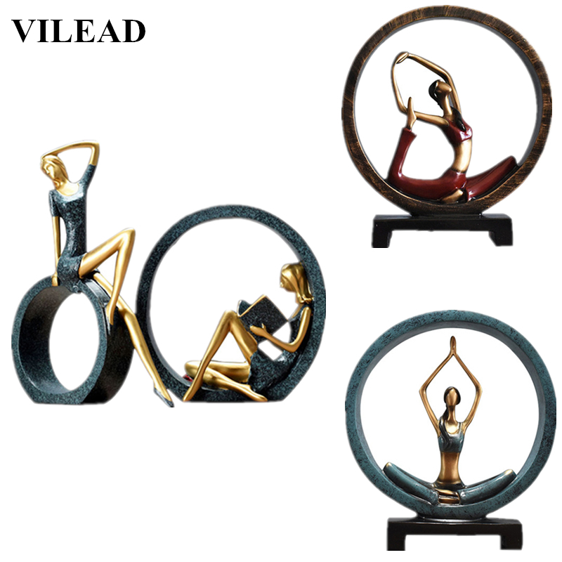 

VILEAD Resin Abstract Yoga Figurine Creative Lady Girl Miniatures Beautiful Model for Home Decor Wedding Decoration T200703