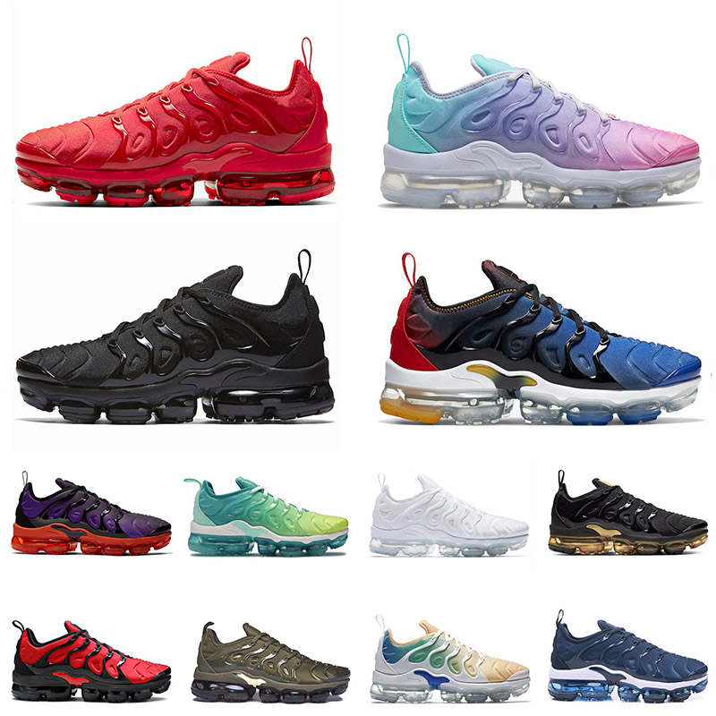 

New Quality 2021 Plus Tn Running Shoes SIZE US 13 Triple Black Metallic Gold Racer Blue Mens Womens Aurora Green Trainers Sneakers 36-47, D26 bleached coral 36-40
