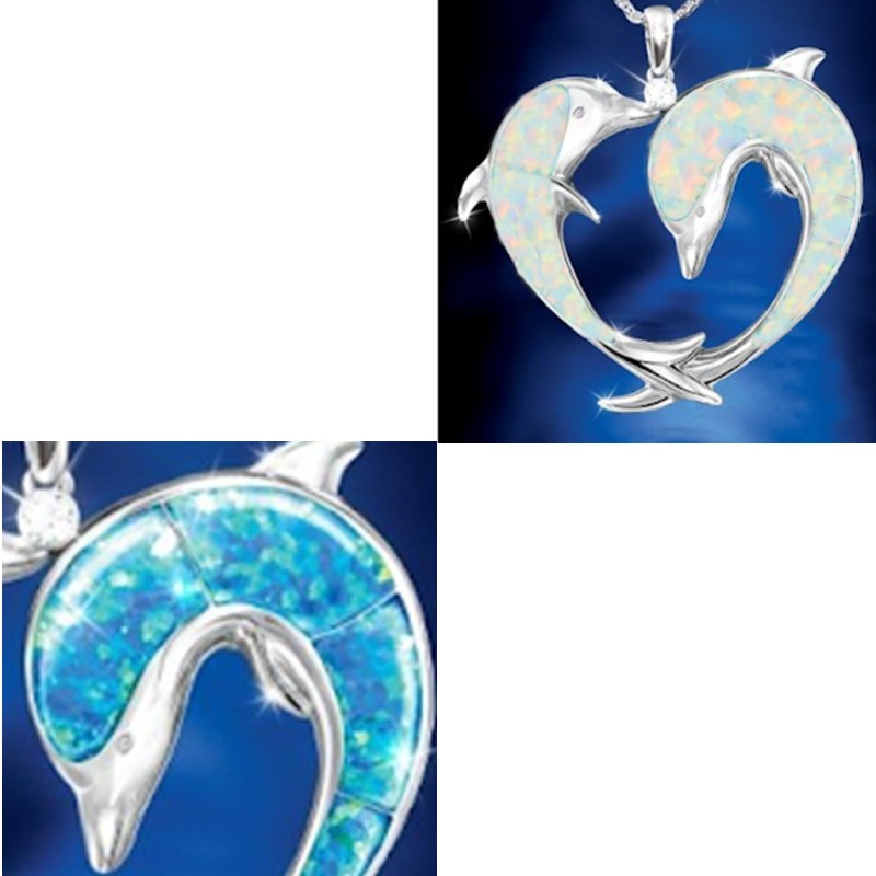 

Love Heart Shaped Pendants Chain Dolphin Inlay Rhinestone Crystal Lovely Necklace Women Alloy Necklaces Jewelry Anniversary Gift 2 5py M2