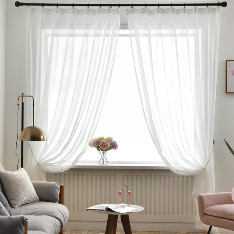 

White Solid Tulle Curtains for Bedroom Living Room sheer window backdrop curtain customize, White sheer