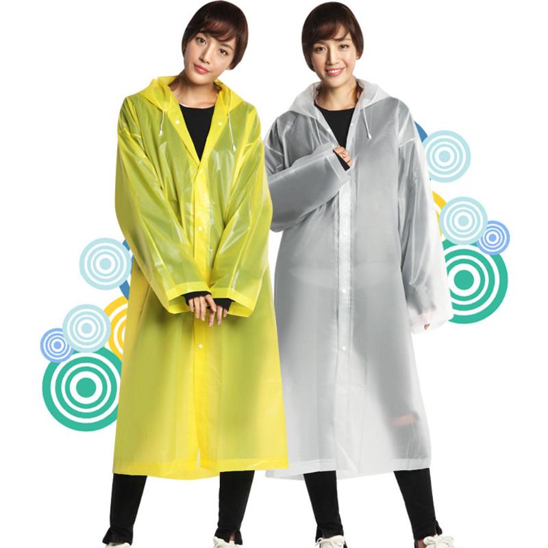 

Fashion EVA Women Man Raincoat Thickened Waterproof Rain Poncho Coat Adult Clear Transparent Camping Hoodie Rainwear Suit