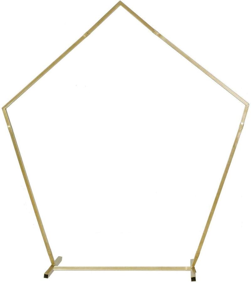 

Pentagonal Gold Metal Wedding Arch Photo Booth Backdrop Stand