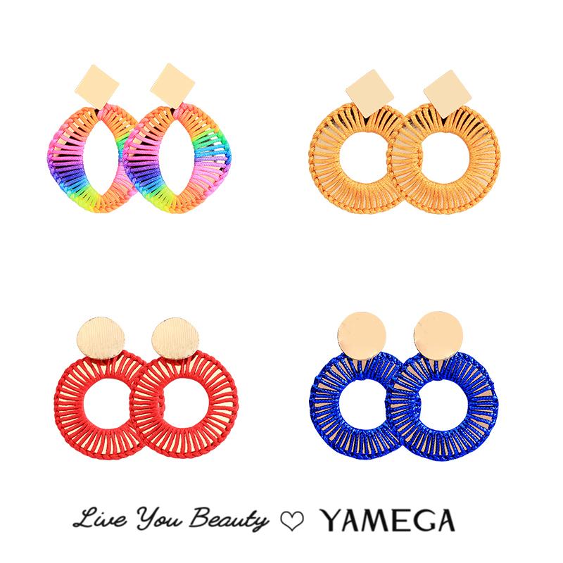

Fashion Winding Rope Thread Hoop Earrings Unique Rainbow Red Yellow Gold Trendy Drop Hoops Earrings For Women Jewelry Gifts New
