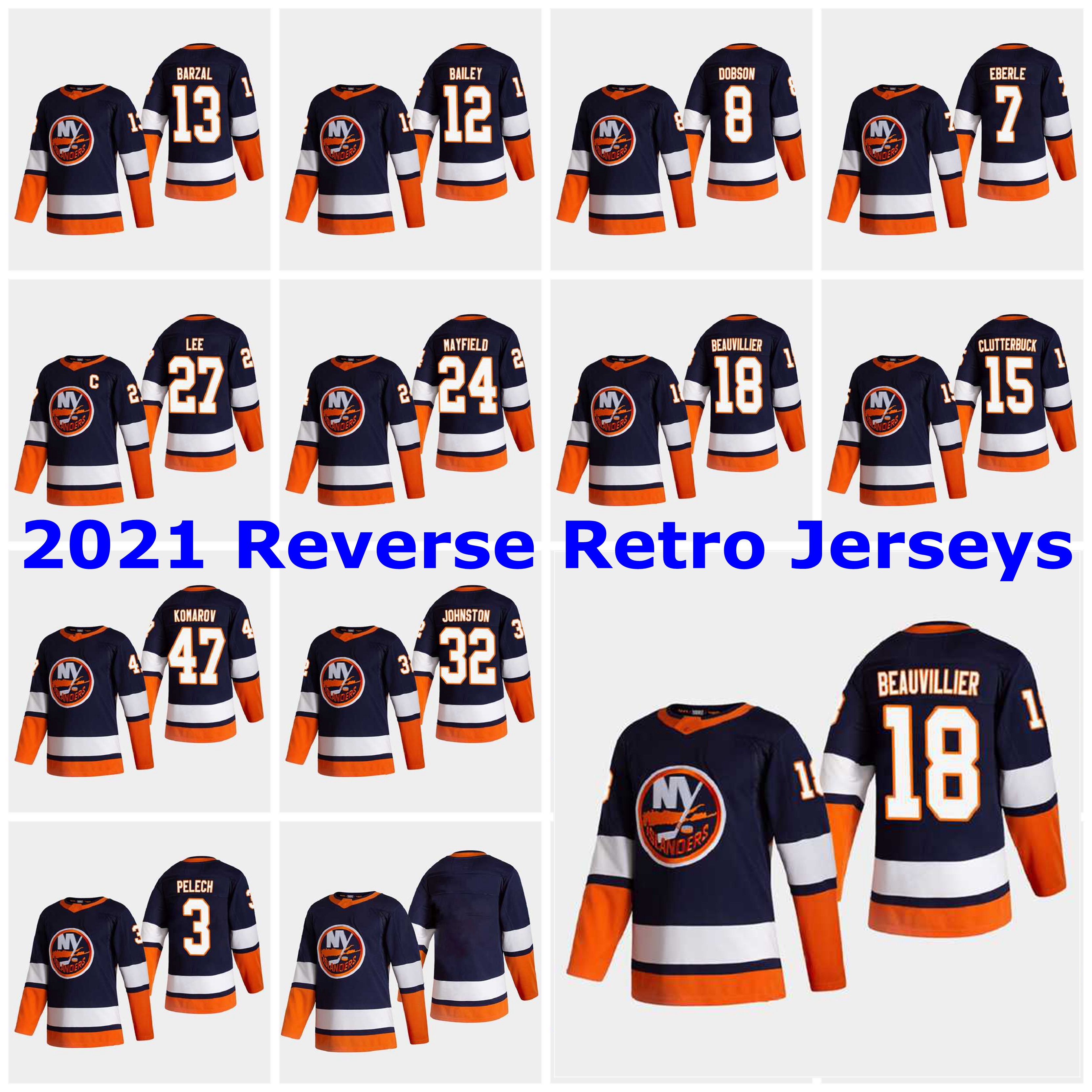 

2021 Reverse Retro New York Islanders Jerseys Anthony Beauvillier Jersey Oliver Wahlstrom Johnny Boychuk Nick Leddy Scott Mayfield Custom, Black;red
