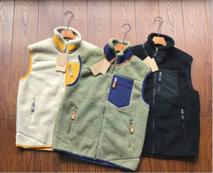 

Hot Sale Fashion Thick warm Classic autumn winter couple models lamb cashmere fleece vest for men women, Black;white