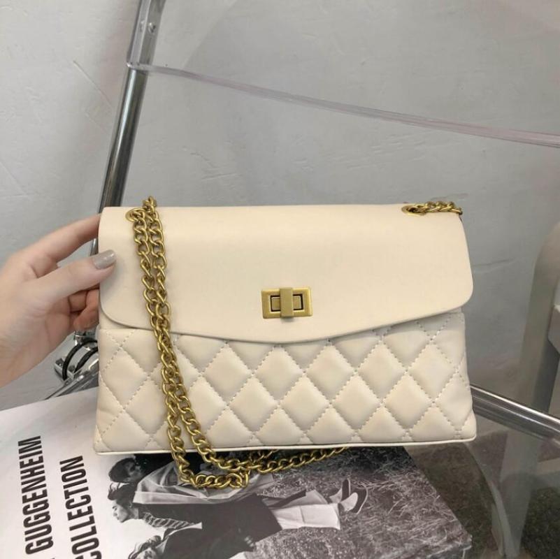 

Lattice Square Armpit bag 2020 Fashion New High quality PU Leather Women's Designer Handbag Chain Shoulder Messenger Bag, Black