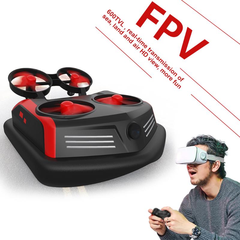 

GOOLRC Upgraded S200 600TVL FPV Drone Boat Car 3-in-1 Sea-Land-Air Mode Hovercraft Mini RC Quadcopter Toys for Kids One-Key Flip