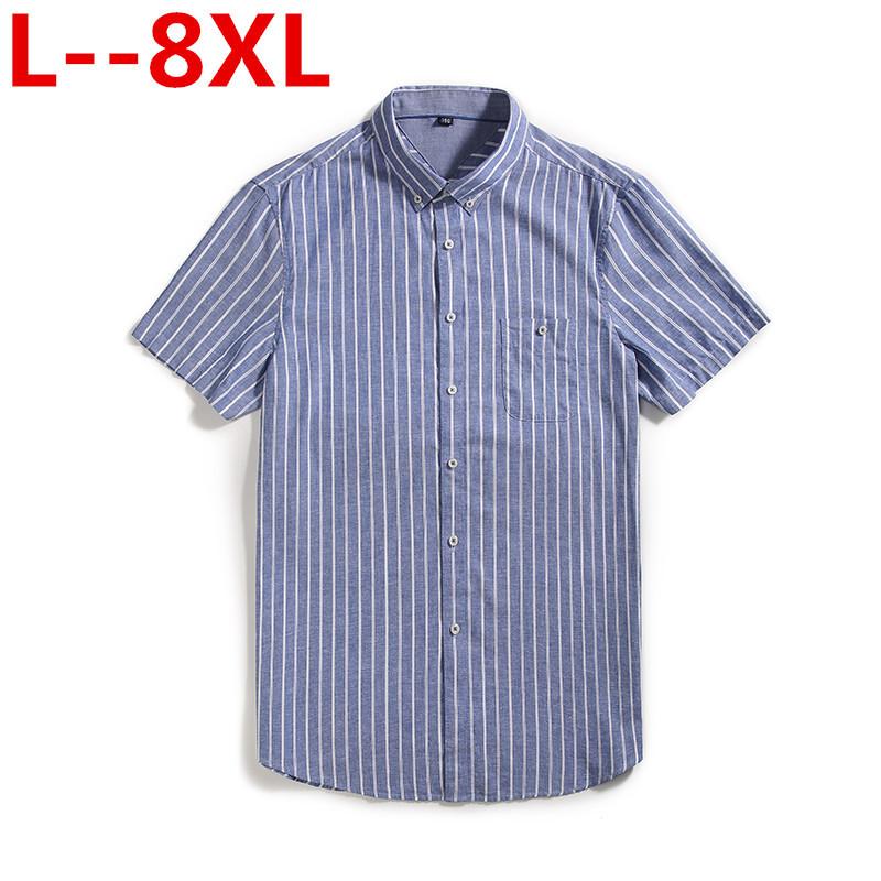 

Plus Large Size 9XL 8XL 7XL 6XL 5XL  Mens Business Casual Short Sleeved Shirt Classic Striped Male Social Dress Shirts