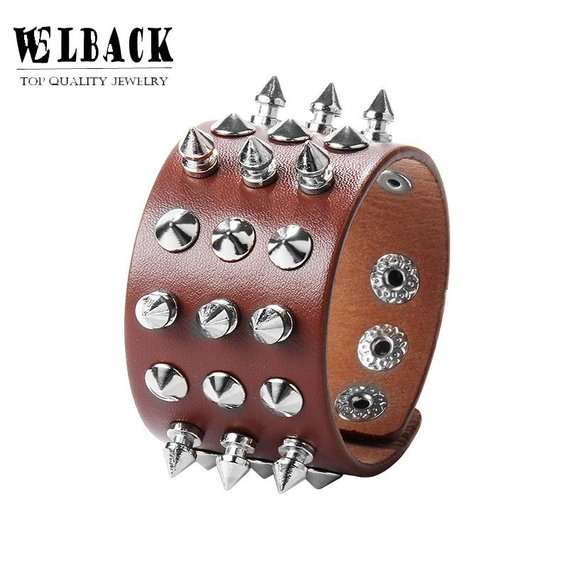 

Cuspidal Spikes Rivet Cone Stud Cuff Black Wide Cuff Leather Punk bracelets & bangles Punk Bracelet for men jewelry