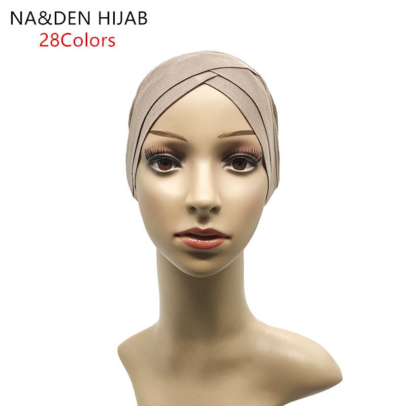 

Headband Muslim Headscarf Women Hijab Stretch Cap New Modal Foulard Femme Bandana Bone Bonnet Cross inner Caps 12pcs\lot