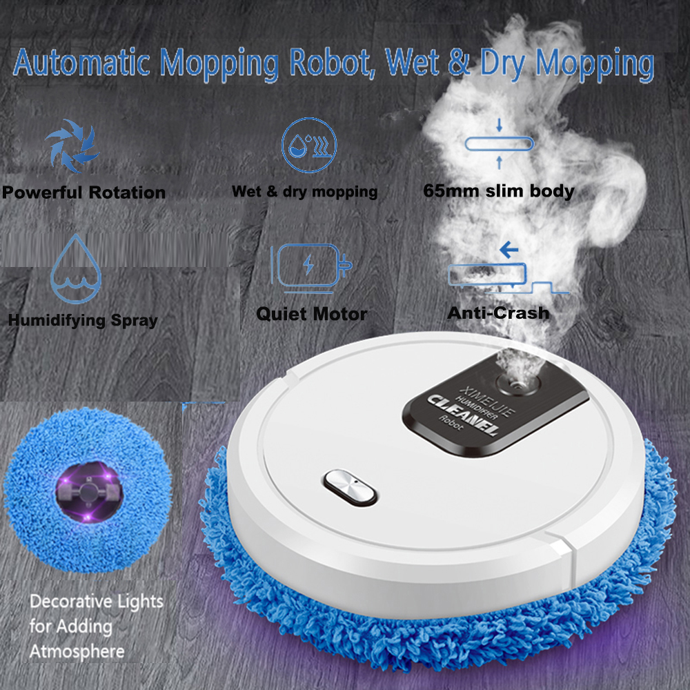 

Mopping Robot Cleaner Spray Type Humidifying Wet&Dry Mopping Automatic Cleaning Anti-crash 1500mAh Rechargeable Robots Cleaner Q1208