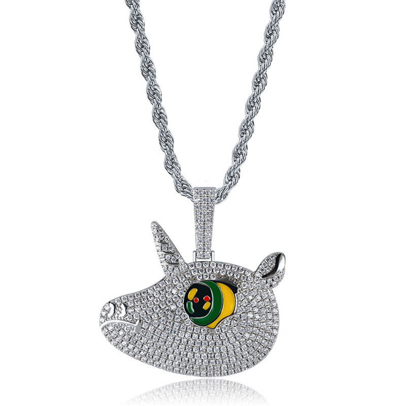 

Unicorn Necklace Pendant From the New Cartoon Arrival of Hip Hop Men Jewelry 2 Colours Micro Pave Zircon Frozen Out Glue 9vds