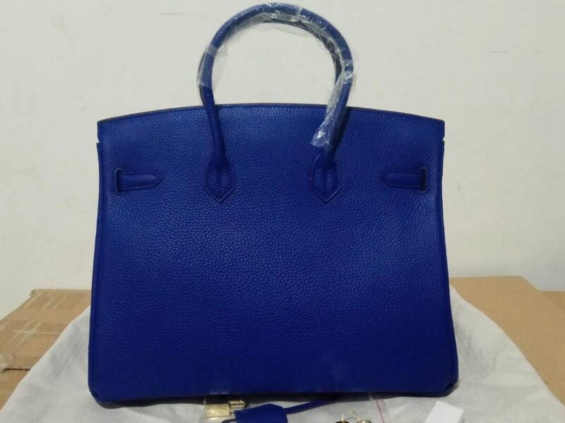 

realfine888 Bags 3A Perkin 20-25-30-35-40cm Taurillon Grainy Leather Royal Blue Color Totes Handbag Lock and Keys Double Top Handles Purse with Dust Bag, Perkin taurillon_05