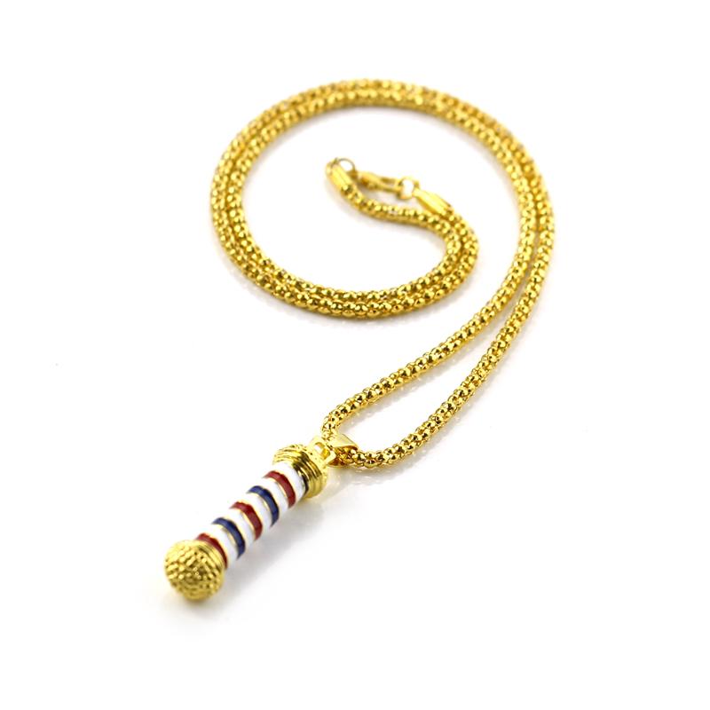 

American Flag Pendant Necklace Advertising Sign Necklace Microphones Pendant Fashion Jewelry Accessories Hip Hop Jewellry