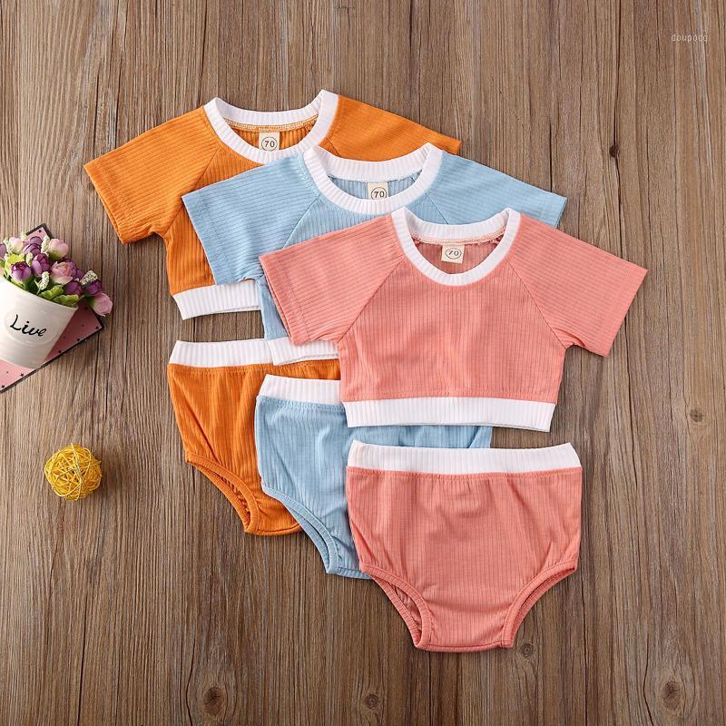 

Summer Newborn Baby Girl Outfits Clothes Sets Solid Short Sleeve T-shirt Top Shorts Pants Sunsuit 0-5Y1, Pink