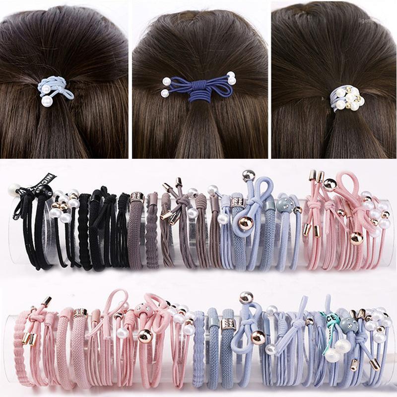 

1 Set/Bag Elastic Hair Bands for Girls Scrunchies Pearl Hair Holder Headbands Stretchy Ties Hairbands Accessories1