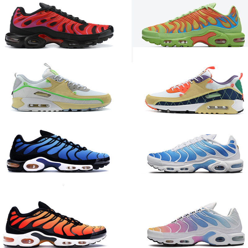 

2020 mens TN plus Running shoes Green triple black white rainbow Hyper blue Supernova Brushstroke Camo men trainers 90 sports sneakers, 7-color same as picture