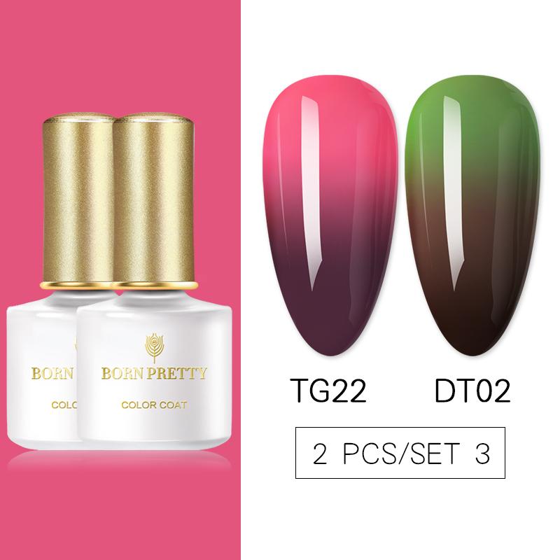 

BORN PRETTY Thermal Gel Nail Polish Temperature Color-changing Soak Off UV LED Gel Nail Prep-Primer Semi-Permanant, Dt02