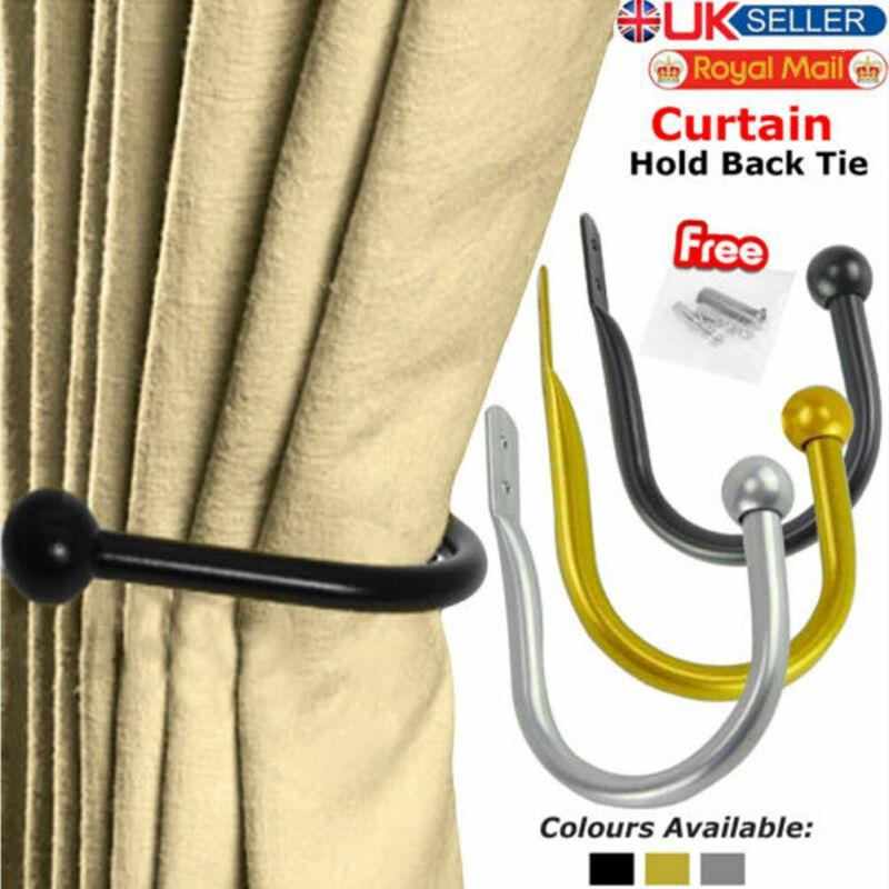 

3 Colors Optional Modern style Large Stylish Curtain Hold Back Metal Tie Tassel Arm Hook Loop Holder U Shaped1