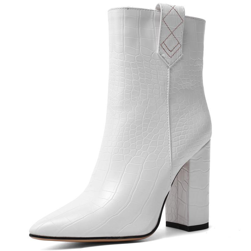 

Big size 34-43 Hot 2020 New Autumn winter women boots thick high heeled botas pointed toe ladies ankle boots lady office, Black