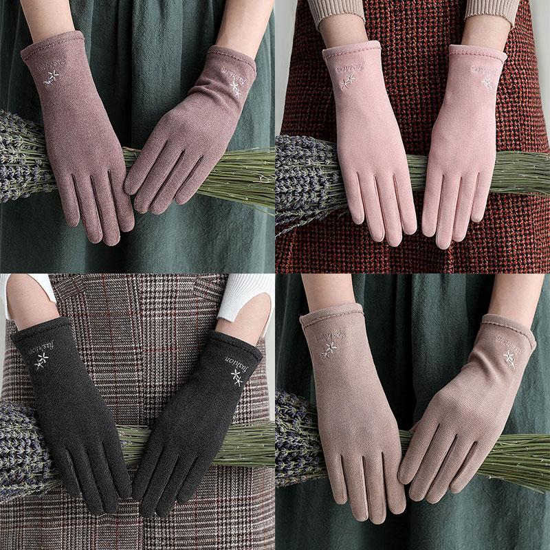 

Full Finger Mittens Cotton Polyester Autumn Winter Warm Gloves Touch Screen Women Gloves Solid Color Windproof Driving
