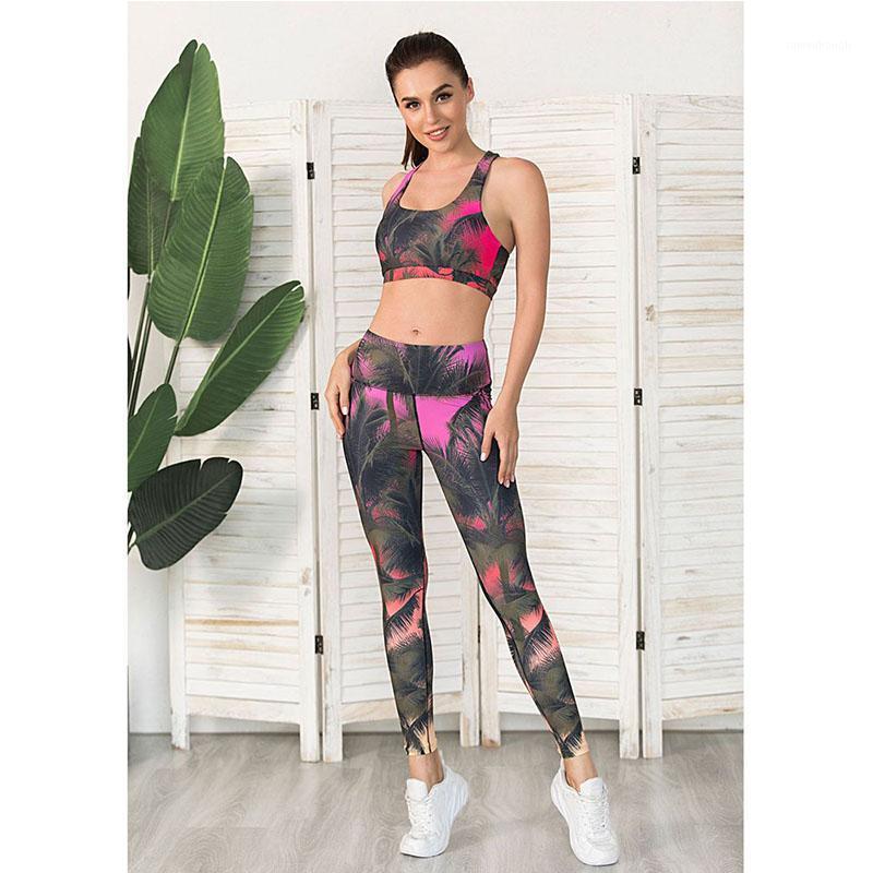

Women Seamless Print Yoga Set Fitness Sports Suits Gym Clothing Sleeveless Crop Top Shirts High Waist Running Leggings Workout1, Tops