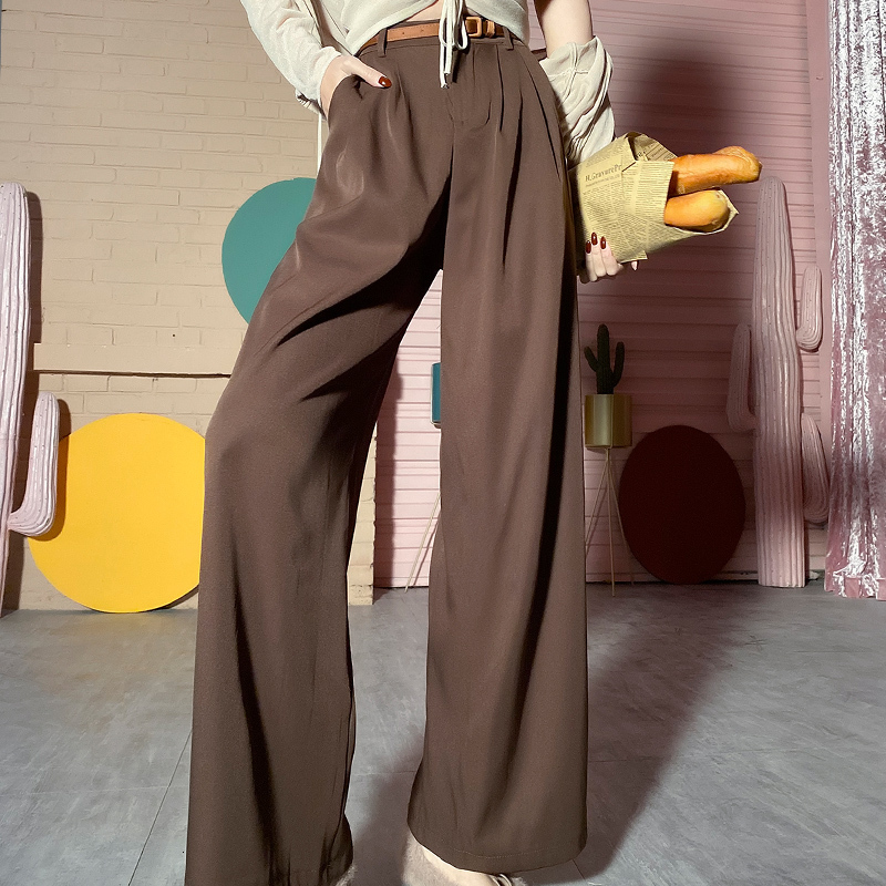 

2021 New Winter Recommended Drape Leg Down Street Fashion High Waist Solid Female Pants C043, Black.