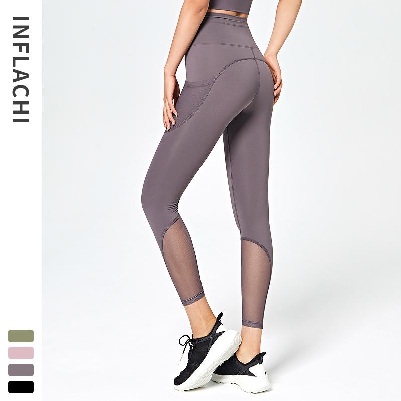 

Sport Yoga Pants with Pockets Gym Tights Stretch Sportswear Yoga Leggings Women Workout Fitness Jogging Running Pants, Black