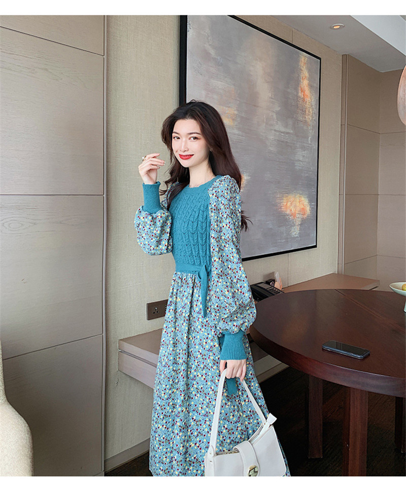 

2021 Korean for Women Winter New Fall Two Pieces Sewing Midi Straps Dressed in Mesh Mori Chic Floral Dress RS7P, Apricot