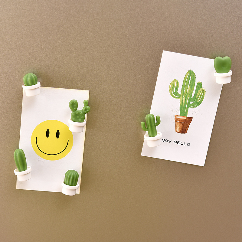 

6pcs Cactus Fridge Magnet Refrigerator Sticker Succulent Magnetic Set Cute Resin Plant Ornament Home Kitchen Decoration