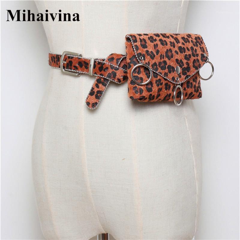 

Mihaivina Punk Women Waist Bag Leopard With Horsehair Fanny Pack For Women Handbag On The Belt Waist Pack Bag Fit for ihponeXS1, Black