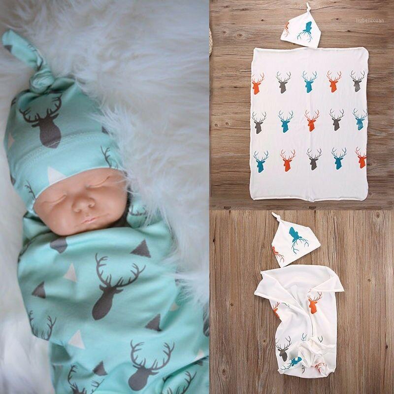

New Hot Newborn Baby Deer Print Blanket Stretch Cotton Deer Wrap Animal Bath Towels Toddler Kids Sleeping Blankets Babies Care1, White