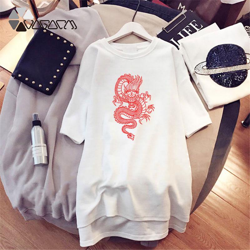 

Mini Sexy Nightwear Dragon Print Casual Pyjamas Loose Short Sleeve Round Neck Summer Streetwear Female Nightclothes Tee Tops, D001 black