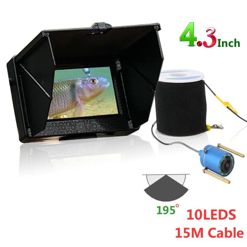 

15M 1200TVL Fish Finder Underwater Fishing Camera 4.3 inch Monitor 10PCS LED Night Vision 195 Degrees Camera For Fishing