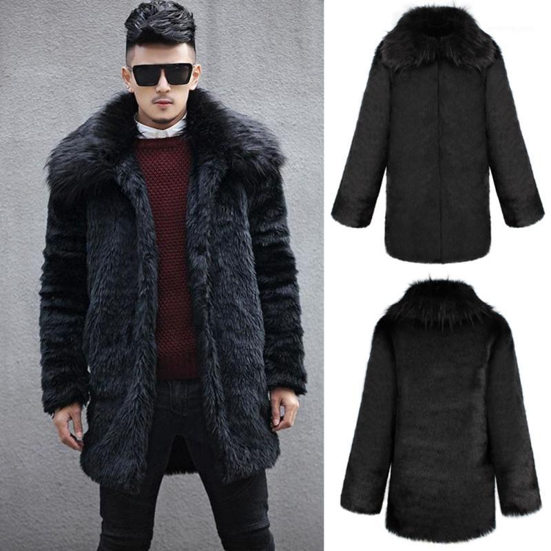 

New Mens Winter Cardigan Coat Winter Warm Thick Fur Collar Coat Jacket Faux Fur Parka Outwear Cardigan M10251, Black