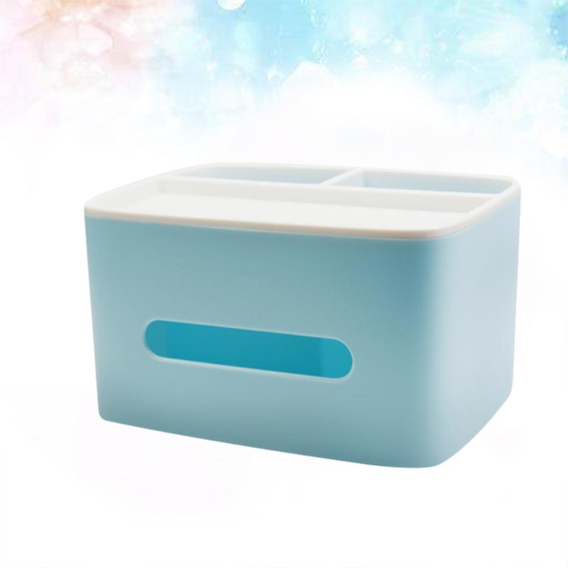 

Multifunction Double-layer Tissue Box Desktop Napkin Box with Holder for Home Office (Blue