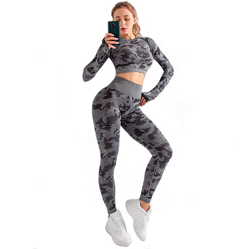 

Woman yoga clothes 3pcs Camouflage Camo Yoga Set Sports Wear For Women Gym Fitness Clothing outdoors clothes, Black