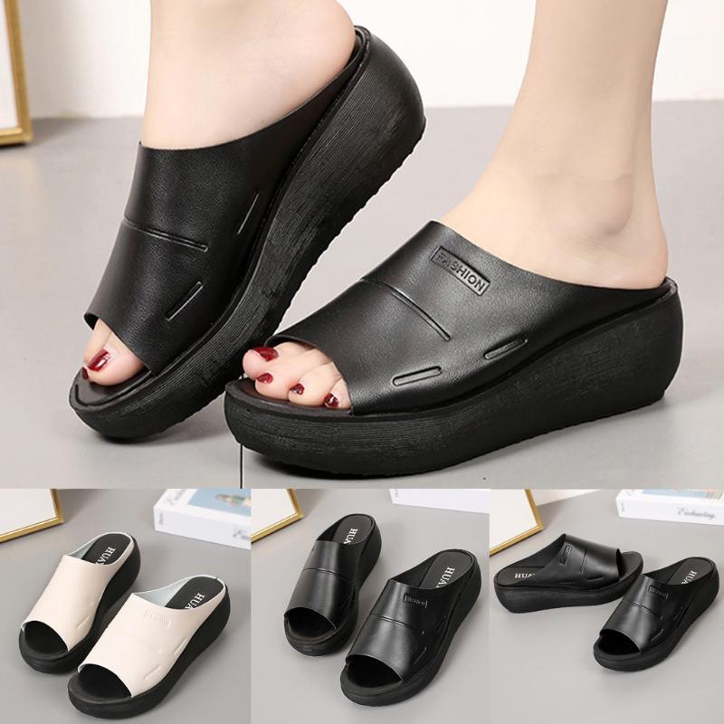 

Fashion Women's Summer Slip-on Wedges Peep Toe Breathable Sandals Platform Shoes Plus Size Women Sandals Zapatos De Mujer 20201, Black