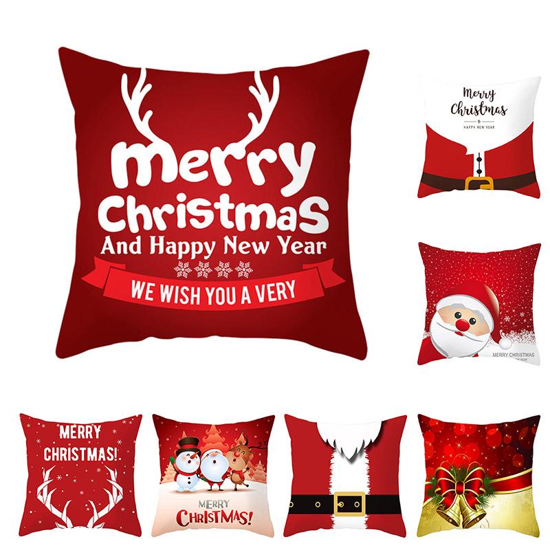 

45x45cm Santa Claus Elk Christmas Pillowcase 2020 Christmas Decor for Home Merry Ornament Navidad Xmas Gifts