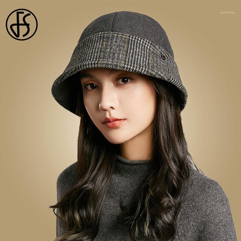 

FS Winter Hats For Womens Wool Wide Brim Fedora Hat Black Vintage Felt Hats Patchwork Ladies Cloche Bowler Elegant Cap1