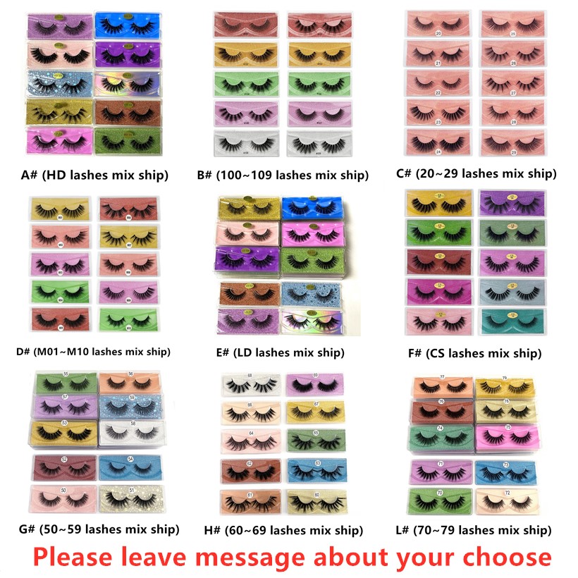 

Free Shipping 3D Mink Eyelashes Wholesale 9 styles 3d Mink Lashes Natural Thick Fake Eyelashes Makeup False Lashes Extension