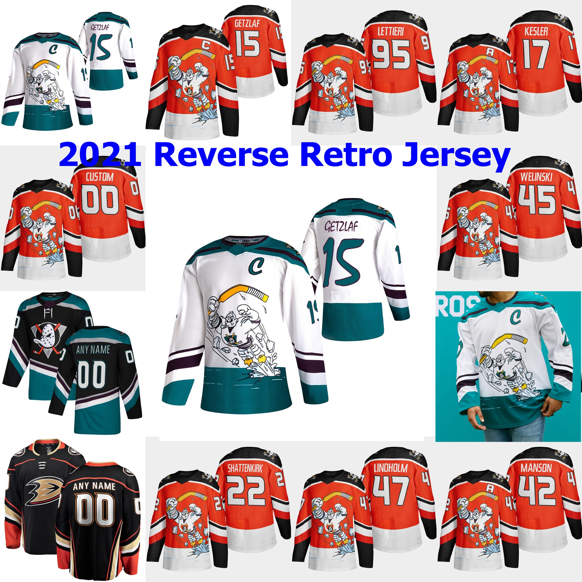 

Anaheim Ducks 2021 Reverse Retro Hockey Jersey Teemu Selanne Jersey Hampus Lindholm Corey Perry Devin Shore Isac Lundestrom Custom Stitched, Womens black home