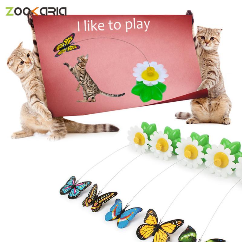 

Interactive Training Cat Toy Automatic Electric Rotating Cat Toy Colorful Butterfly Bird Animal Shape Interactive Pet KittenToys
