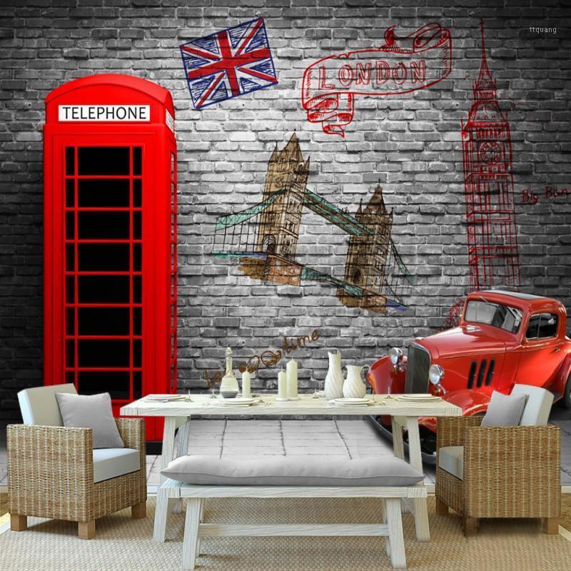 

Dropship Photo Wallpaper Europe Retro Nostalgia London Telephone Booth Cafe Restaurant Mural Living Room Hotel Custom Wallpaper1, As pic