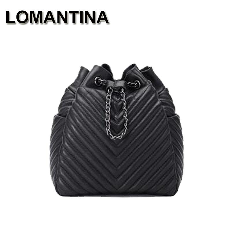 

LOMANTINA New Luxury Fashion Chain Drawstring Bucket Shoulder Bag Women's Handbag V Cross Messenger Girls Designer, Ns-8105 blue