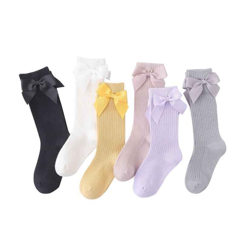 

Girls Socks Knee High Princess Socks for Girl Sweet Cute Long Tube Kids Candy Color Bows Leg Warmer Children, Black