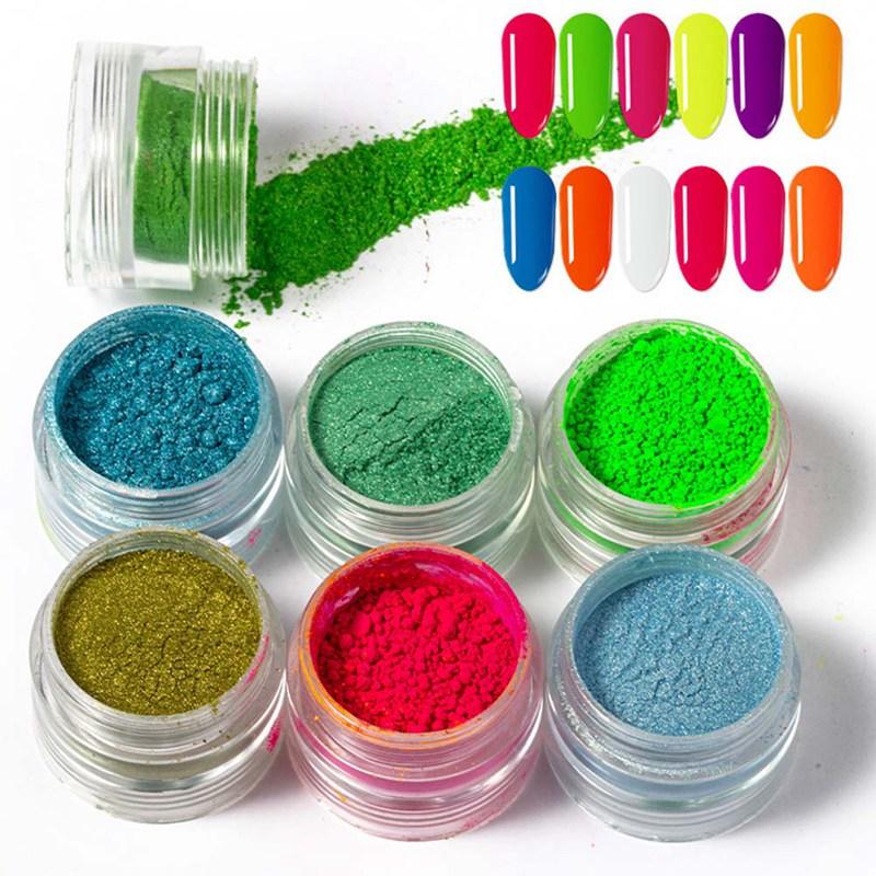 

6 Colors/Set Nail Art Glitter dipping powder Chrome Mirror Glitter Pigment Powder For Nails Decorations DIY Manicure W