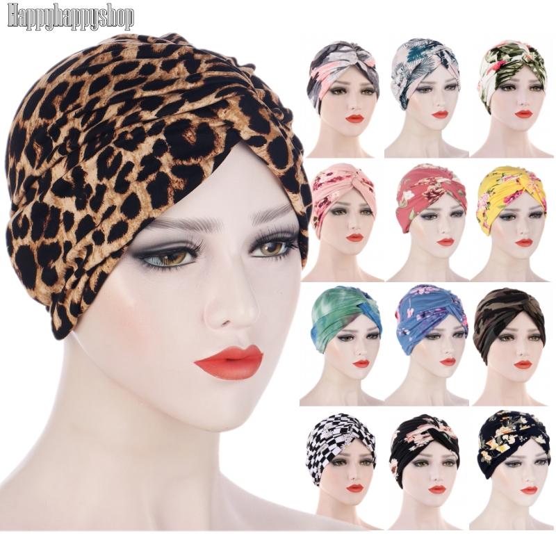 

Women Muslim Headwear Elastic Ruffle Pleated Print Turban Hat Cancer Chemo Beanies Cap Femme Hair Loss Headwrap Accessories, White