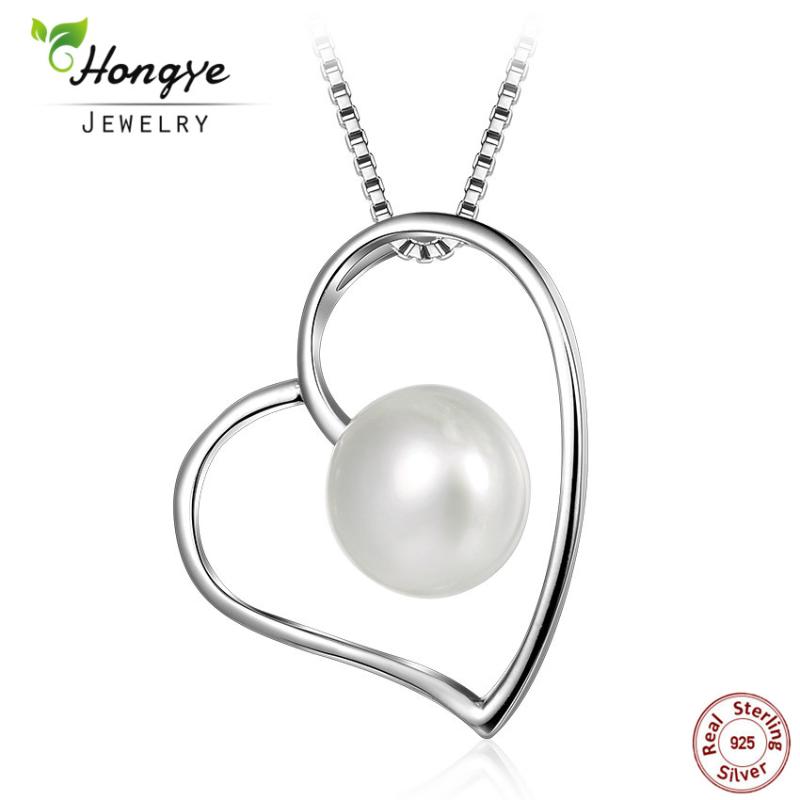 

Chains Hongye Design R Pendants Pearl Necklace White Natural Freshwater With 925 Sterling Silver For Women Gift Party Jewelry